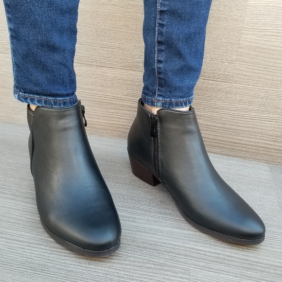 Black Vegan Booties Boots With Zipper-P - Picture 2 of 8